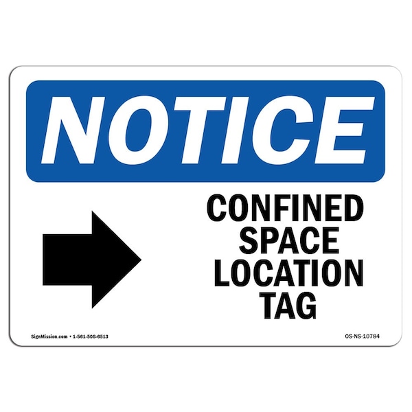 OSHA Sign, Confined Space Location Tag With Symbol, 18in X 12in Aluminum, 18" W, 12" H, Landscape